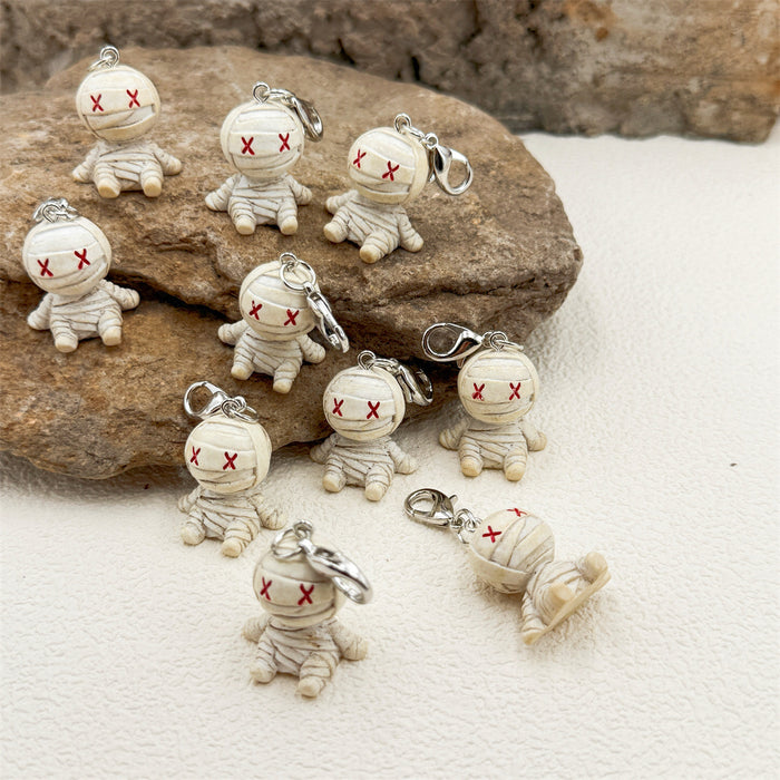 Wholesale  Mummy Design Resin Pendant 3D Cartoon Charm For Bag Keychain Gift