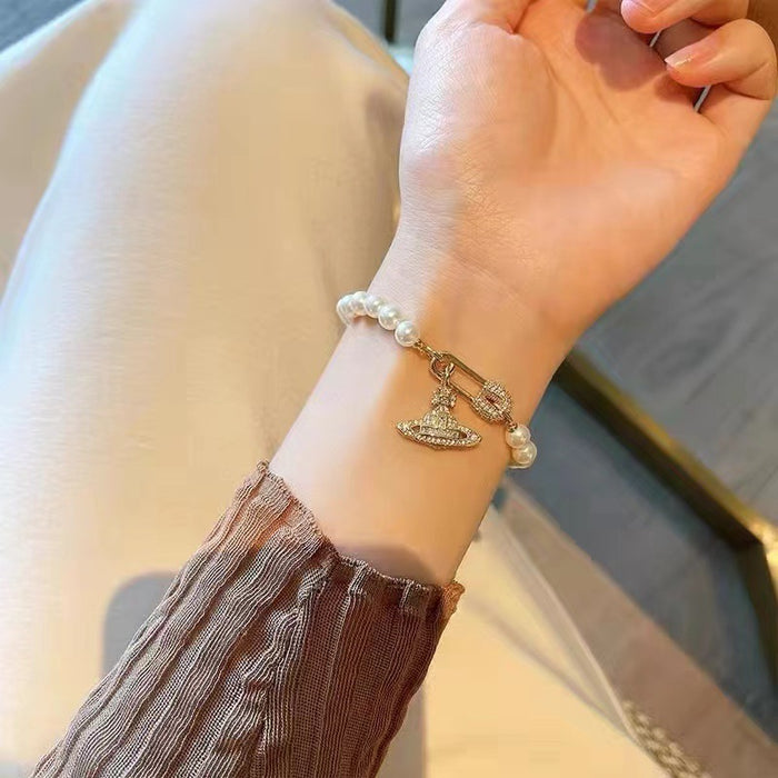 Wholesale Sparkling Diamond Classic Saturn Pearl Bracelet
