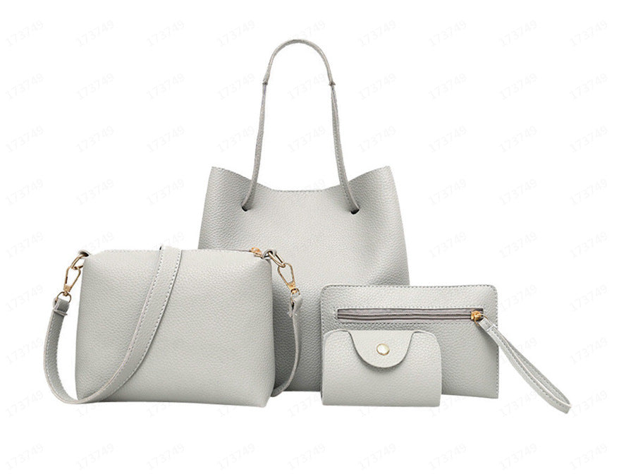 Wholesale New fashionable PU four piece retro large capacity women's handbag