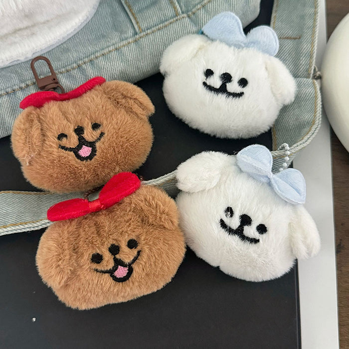 Wholesale Autumn and Winter Plush Line Puppy Bow Keychain Pendant Girl's Heart Schoolbag Hanging Chain Girlfriend Gift