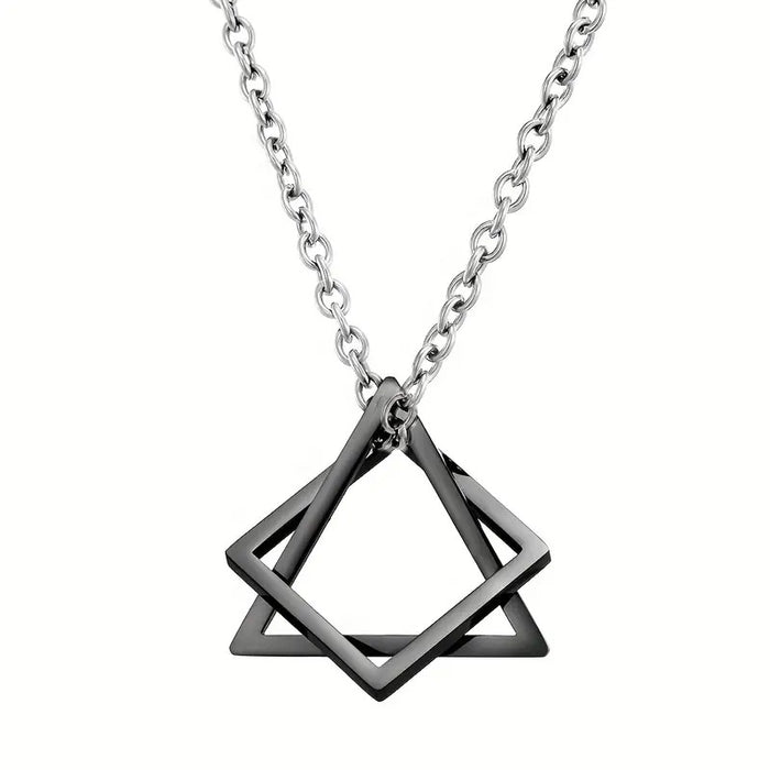 Wholesale Geometric triangle square combination titanium steel hip-hop necklace men's minimalist pendant accessory