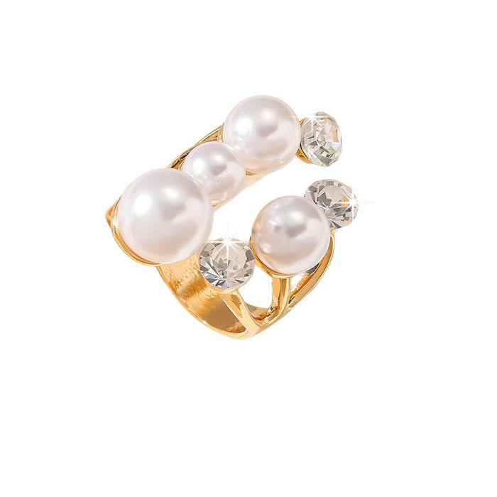 Wholesale Irregular Pearl Design Gold Alloy Ring Stylish Jewelry Accessory MOQ≥2