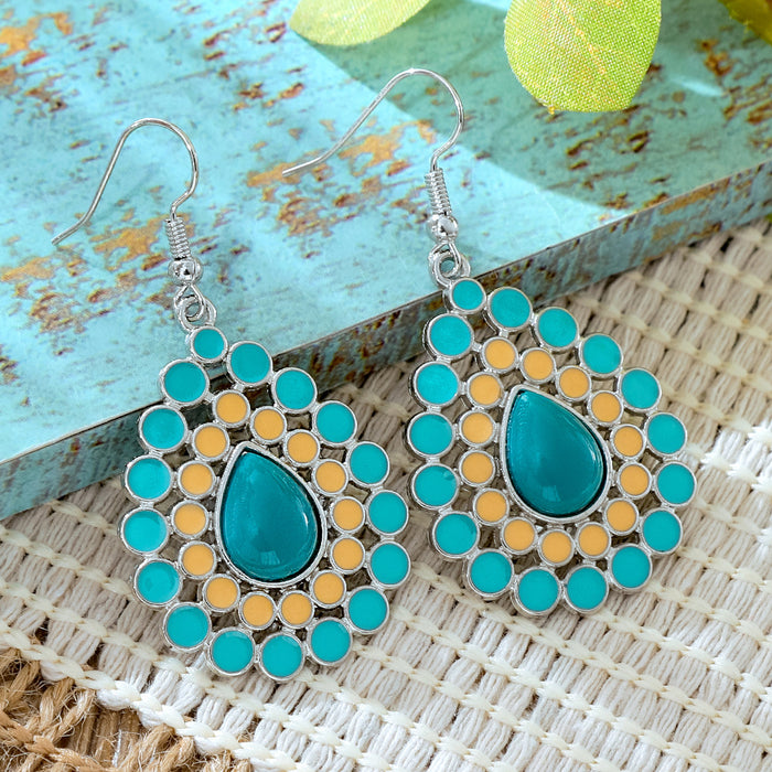 Wholesale 2pcs Vintage Ethnic Style Turquoise Earrings Bohemian Jewelry