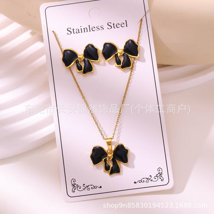 Wholesale 304 Stainless Steel Vacuum Plated Earrings and Necklace Set