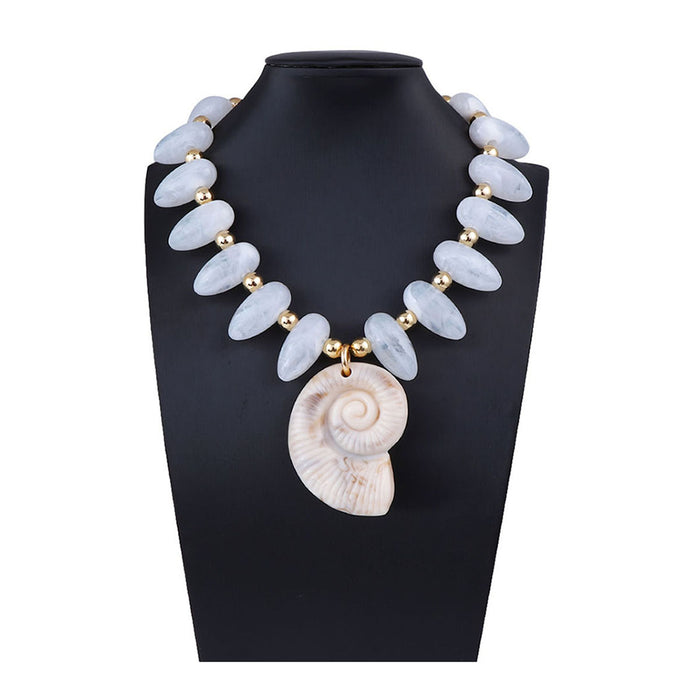 Wholesale Multi-Color Optional Beaded Large Conch Pendant Necklace Light Luxury Versatile Women