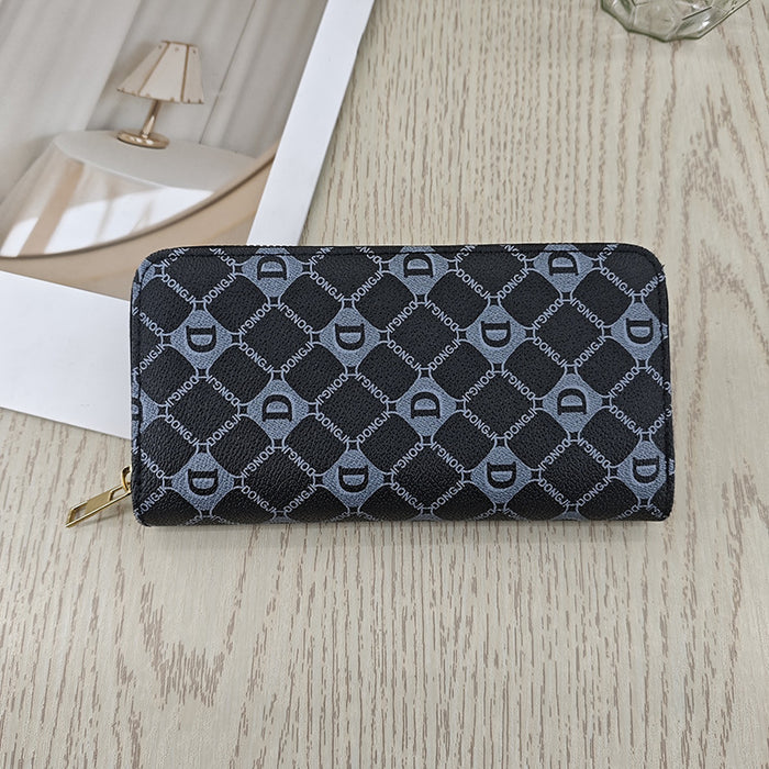 Wholesale Faux Leather Women S Long Wallet Pink Letter Print Zip Around Retro Style Casual Fashion Accessory