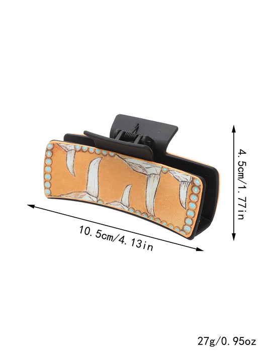 Wholesale Western Wind Letter Mom Cactus Sunflower Leather Shark Clip Hairpin Women' s Grab Clip