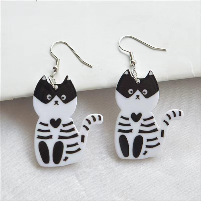 Wholesale Halloween Black Cat Acrylic Earrings JDC-ES-WenT024