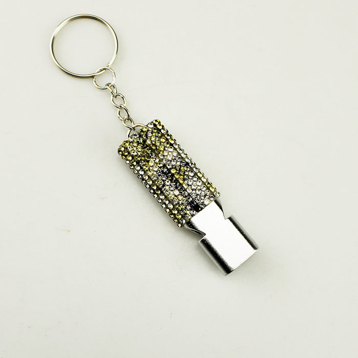 Wholesale Rhinestone Survival Whistle Stylish Grey Metal Emergency Whistle For Keychain Everyday Carry Outdoor Use