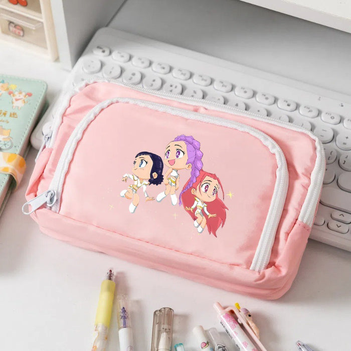 Wholesale KPOP Cute cartoon character candy-colored pencil bags for primary and secondary school students