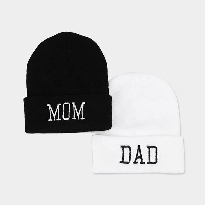 Wholesale DAD MOM Letters Embroidered Acrylic Warm Knitted Hat JDC-FH-LvYi053