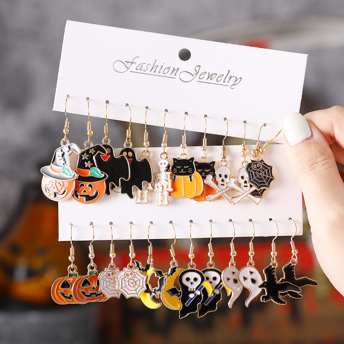 Wholesale Zinc Alloy Earring Set Ghost Pumpkin Skull Drop Earrings Party Gift