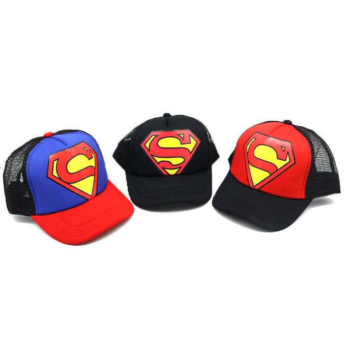 Wholesale 2-8 years old children's net cap summer cartoon print baseball cap outdoor sports breathable cap with net