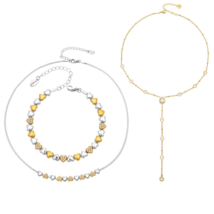 Wholesale Heart-shaped stainless steel bracelet,  necklace,  and clavicle chain