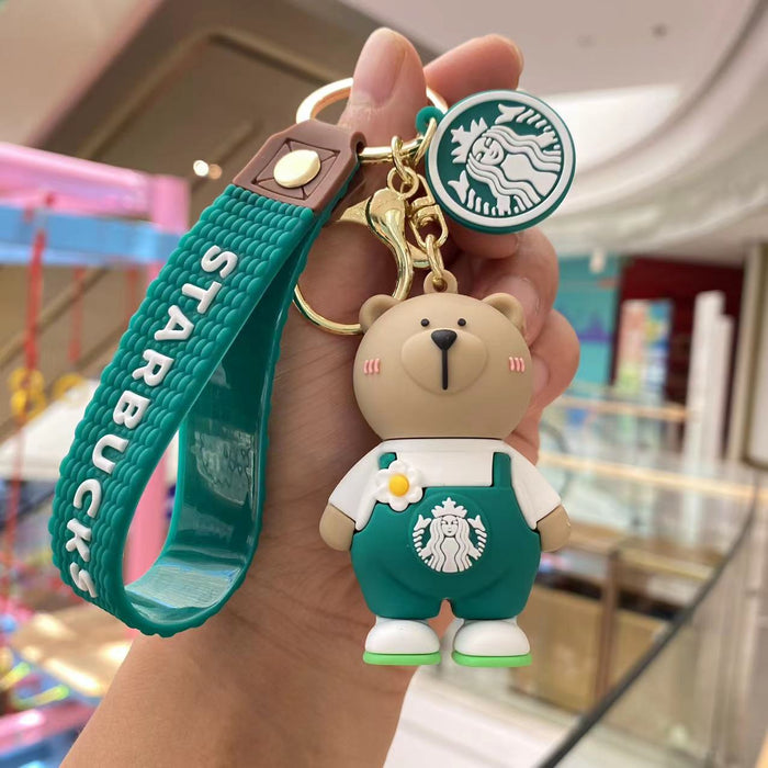 Wholesale Starbucks Milk Tea Cute Bears Silicone Keychains JDC-KC-PengYu006