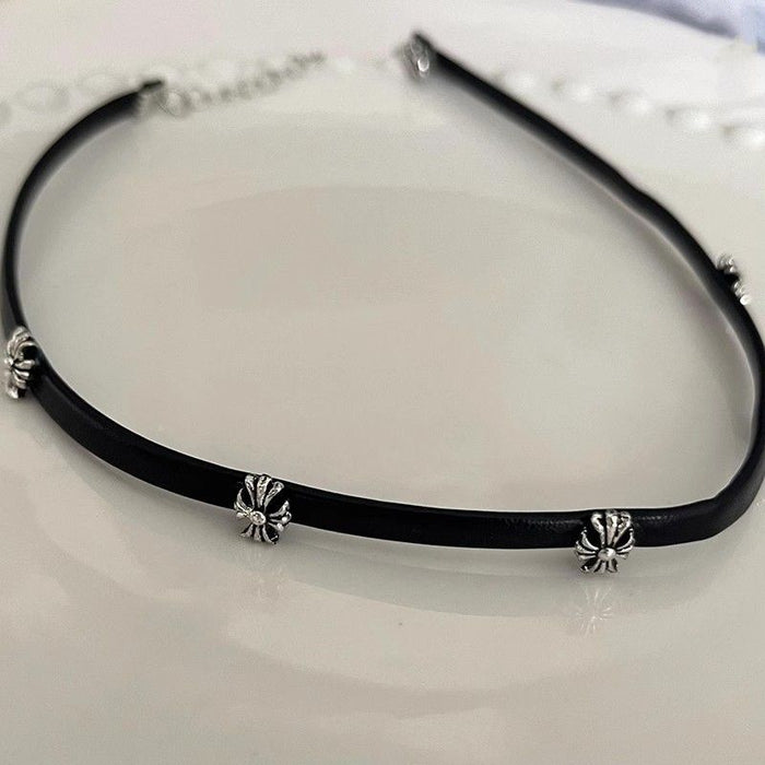 Wholesale Punk style casual black leather cross