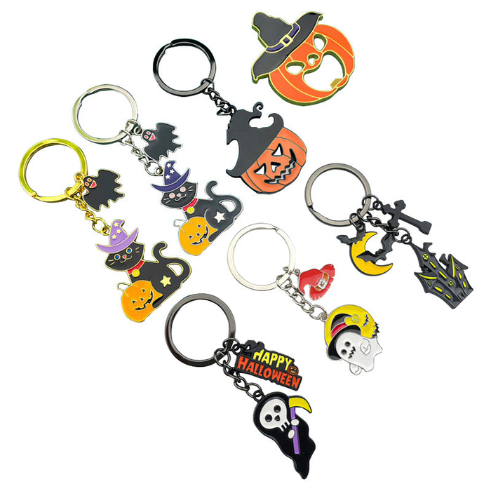 Wholesale Halloween Metal Ghost Pumpkin Keychain Boutique Resale Accessory