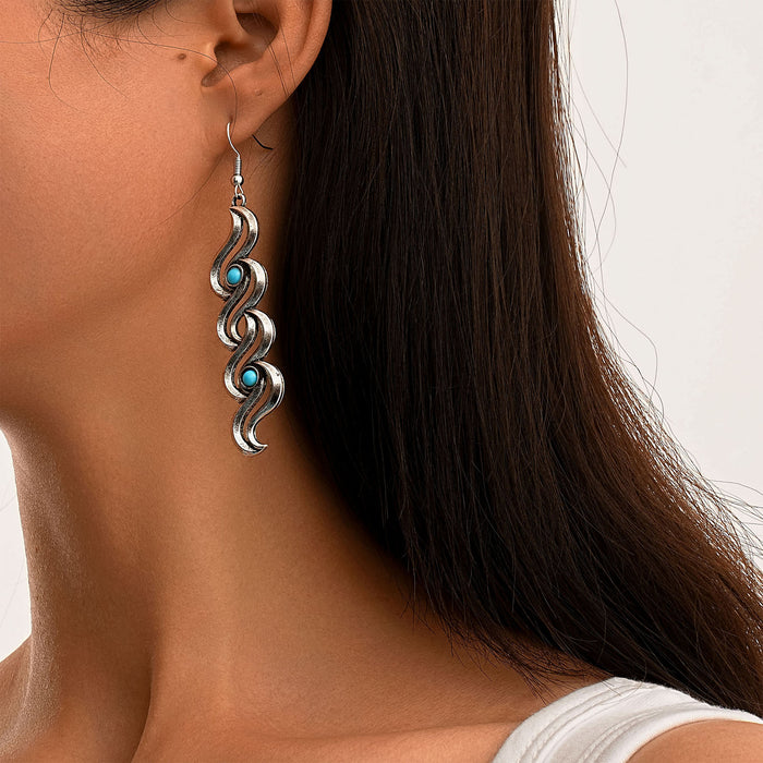 Wholesale 2pcs Retro Personalized Turquoise Earrings