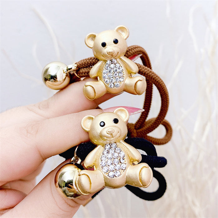 Wholesale Crystal Bear Black Hair Tie JDC-HS-DH009