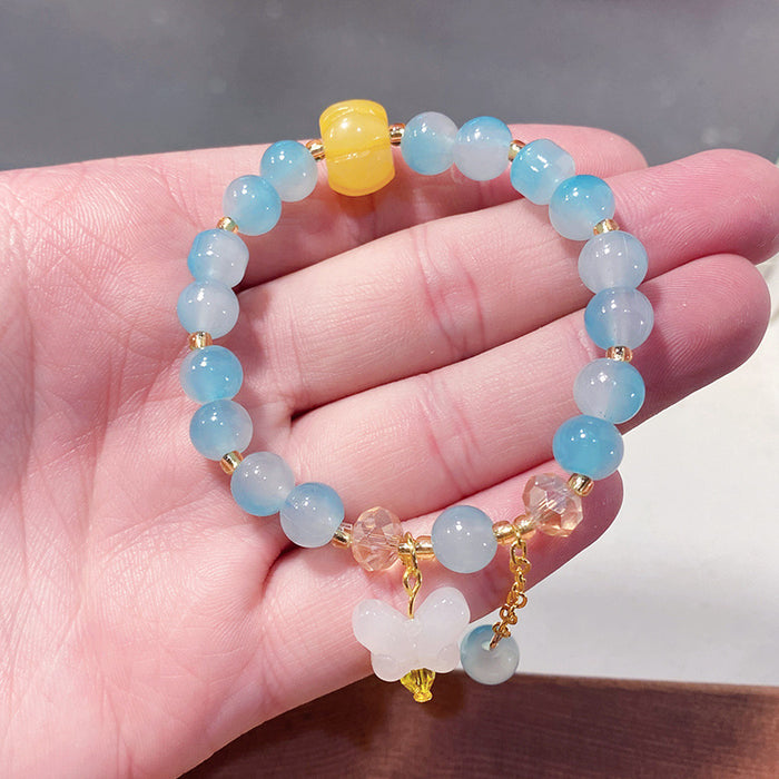 Wholesale Butterfly Bow Glass Bead Bracelet for Kids Trendy Jewelry Accessory MOQ≥3