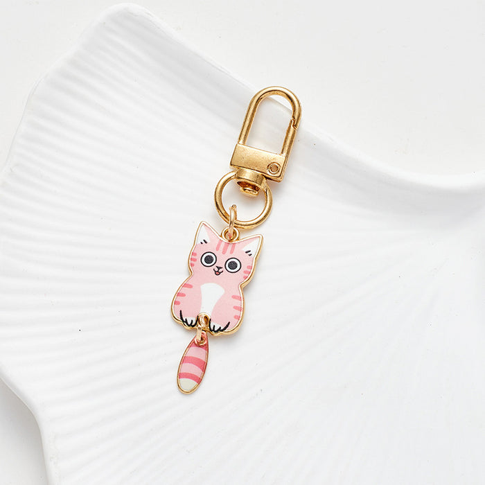 Wholesale Cute Alloy Cat Pendant Mini Car Keychain Zipper Decoration Pendant