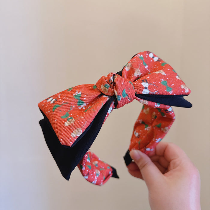 Wholesale Cartoon Cute Color Matching Temperament Double Layered Bow Headband （S） JDC-HD-Huaj020