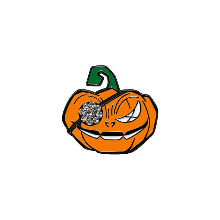 Wholesale Alloy Brooch With Baking Paint Rhinestone Dark Series Ghost Pumpkin Demon Cartoon Design Trendy Gift