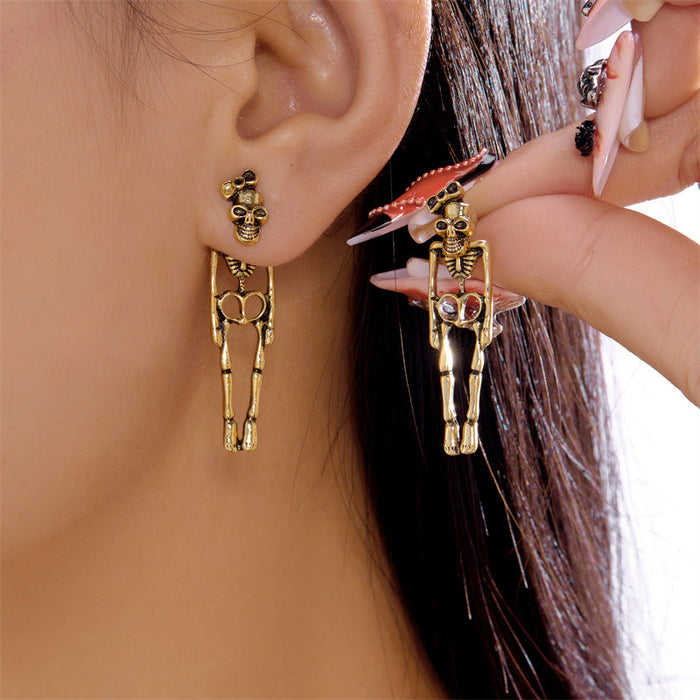 Wholesale  Artificial Human Skeleton Pattern Earrings European and American Humanoid Skull Earrings Ghost Halo Earrings