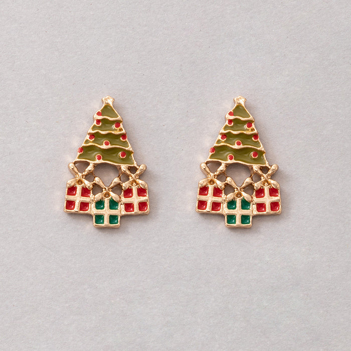 Wholesale Christmas Tree Earrings - Alloy Electroplated with Red Green Socks Reindeer Design - Fashion Accessory MOQ≥2