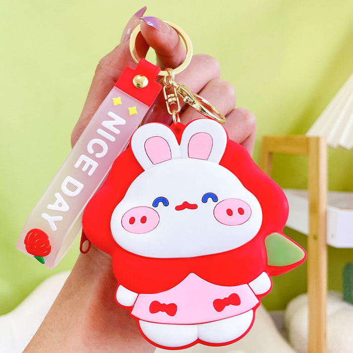 Wholesale Cute flower rabbit wallet keychain car key chain bag small pendant exquisite couple small gift