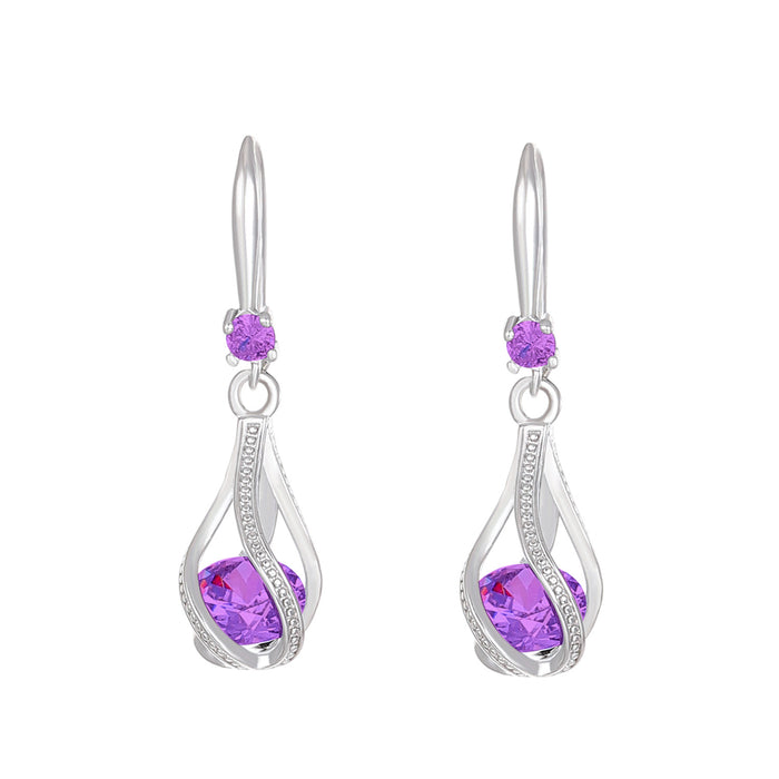 Wholesale Zircon Water Drop Earrings with Female Personality and Charm, Hollow Rotating Crystal Earrings