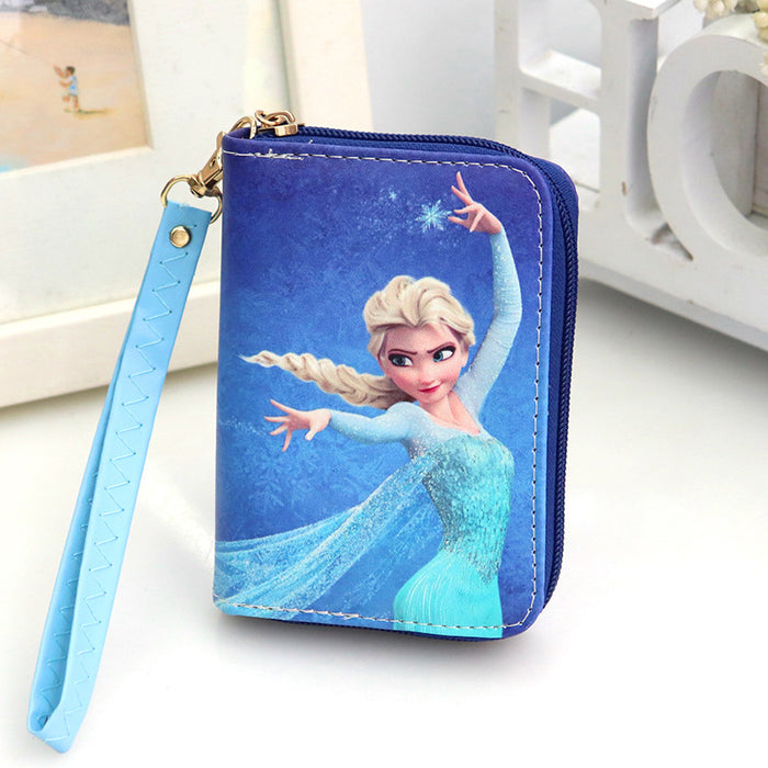 Wholesale fresh cartoon princess children's girls short portable coin purse