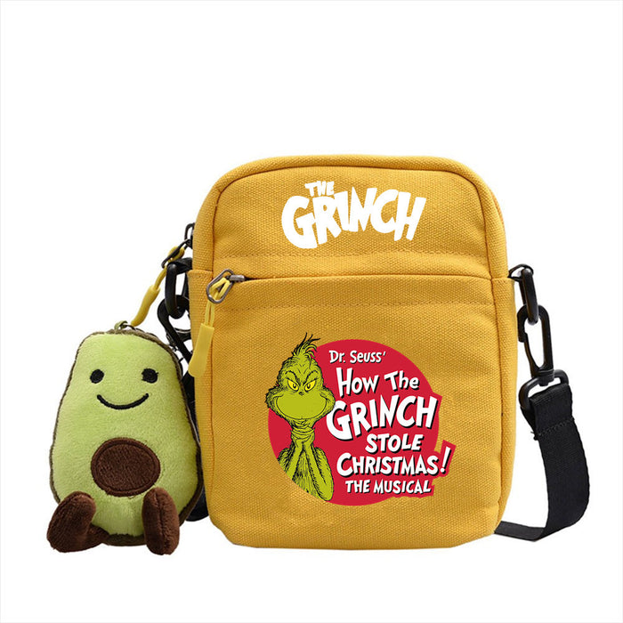 Wholesale Christmas Grinch Green Forest Monster Small Square Bag New Cute Shoulder Bag Colorful Simple Canvas Zipper JDC-SD-WDM002