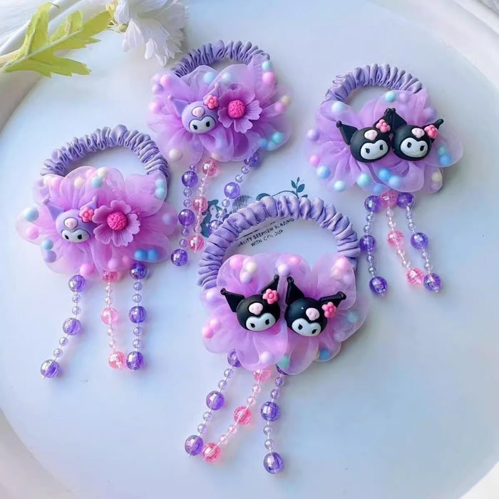 Wholesale Kids'  Flower High Elastic Tassel  Hair Scrunchies