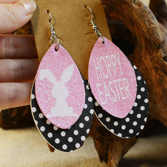 Wholesale Easter Rabbit Gretel Multi layer Leather Earrings JDC-ES-ChenC015