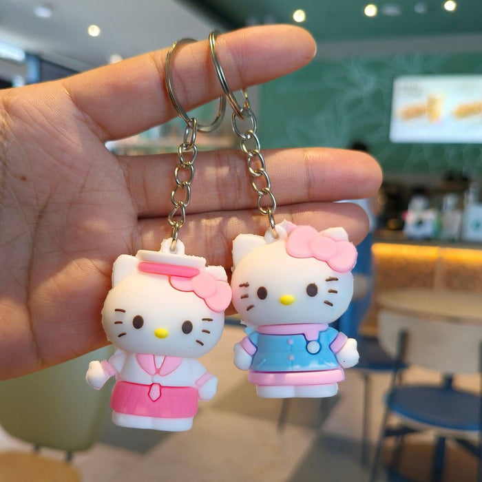 Wholesale Stylish 3D Soft PVC Cat Keychain Pendant For Girls Bag Charm And Car Key Accessory Gift