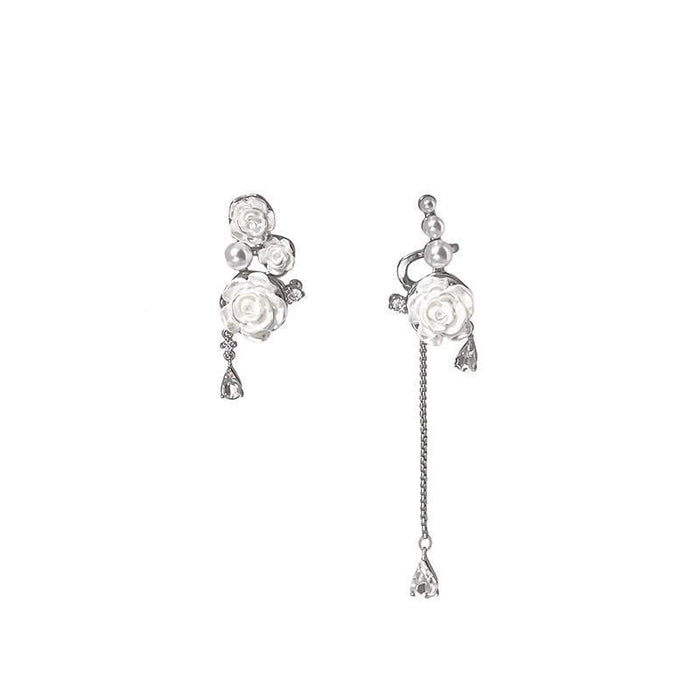 Wholesale Rose asymmetrical ear clip with a niche temperament and no ear hole earrings