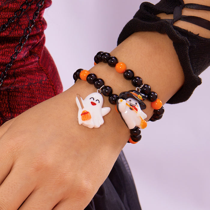 Wholesale Fashion New Halloween Pumpkin Cat Bracelet Ghost Bat Crystal Bracelet