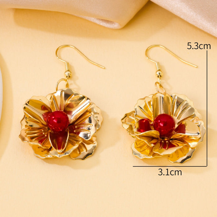 Wholesale Fashionable retro pleated flower earrings with temperament, fashionable and versatile earrings