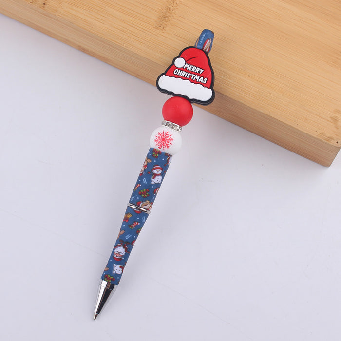 Wholesale Cartoon Christmas Santa Claus Silicone Plastic Bead Pen JDC-PN-GuangTian010