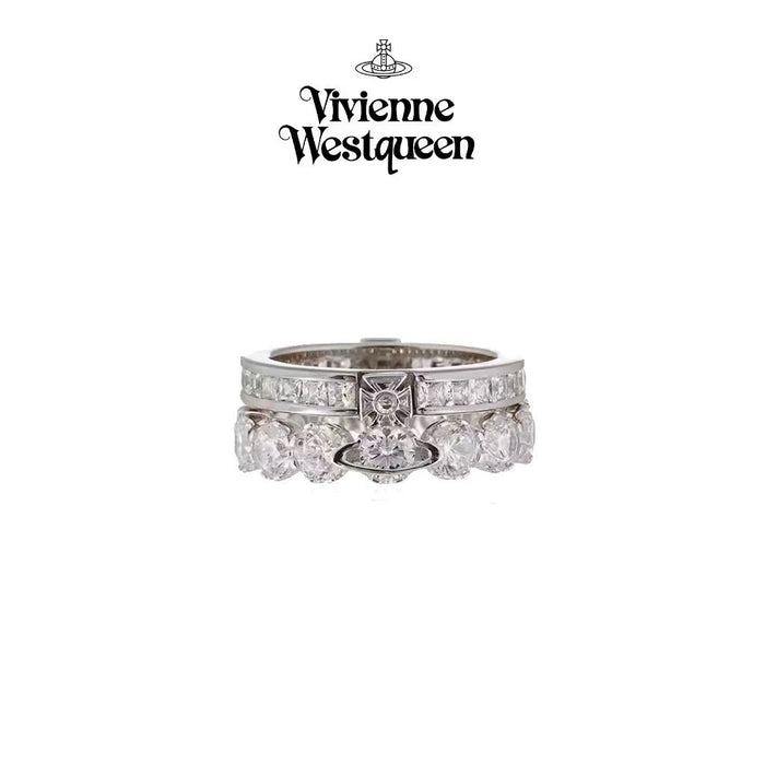 Wholesale Ring, female niche design, double-layer sparkling diamond Saturn high-end ring