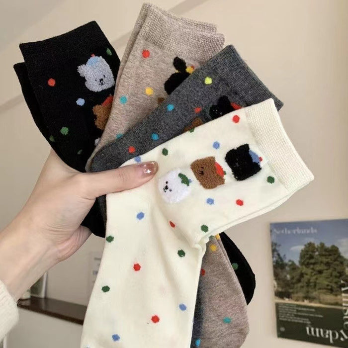 Wholesale Colorful little bear socks women's autumn and winter cotton retro cute sweet girl socks