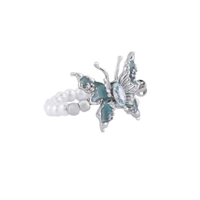 Wholesale Butterfly pearl ring, niche design, high-end feel, index finger ring