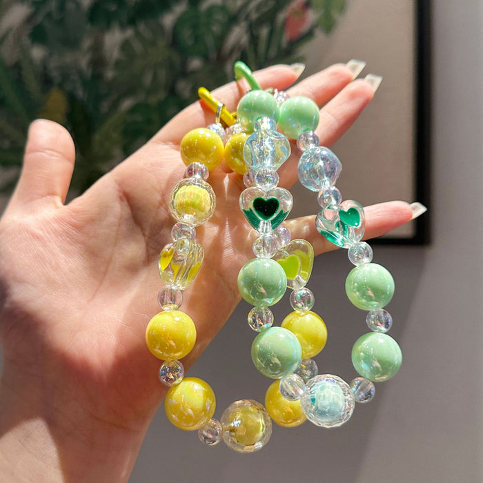 Wholesale Creative Acrylic Hand Chain Keychain Pendant Bag Transparent Love Heart Peach Heart Car Keychain Accessories Ornament