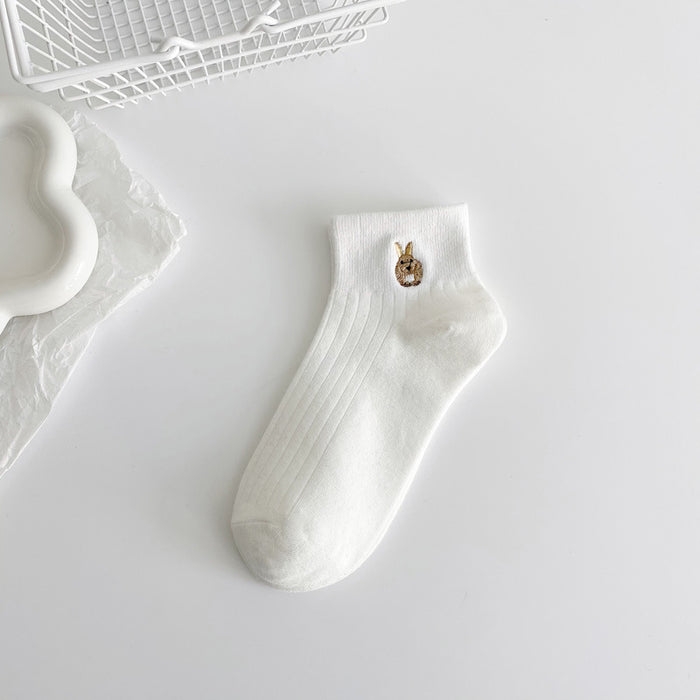 Wholesale Socks thin, simple and cute cartoon embroidery sports shallow mouth low top boat socks