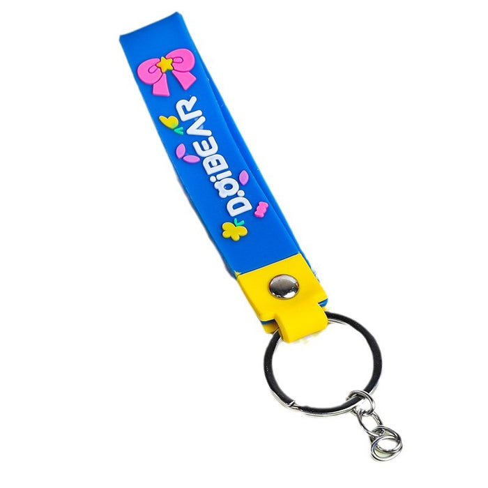 Wholesale  key chain pvc soft rubber leather rope solid color cartoon  keychain