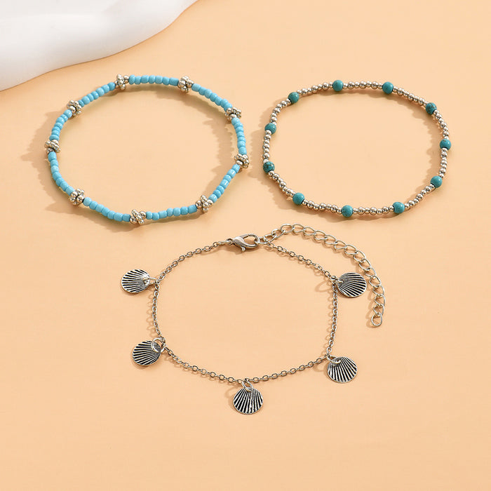 Wholesale Retro Shell Pendant Beaded Anklet Fashion Jewelry Accessory MOQ≥2