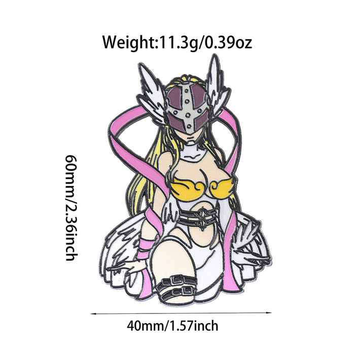 Wholesale Electroplated Metal Digimon Angewomon Anime Lapel Pin Brooch Cartoon Badge For Backpack Bag Party Gift