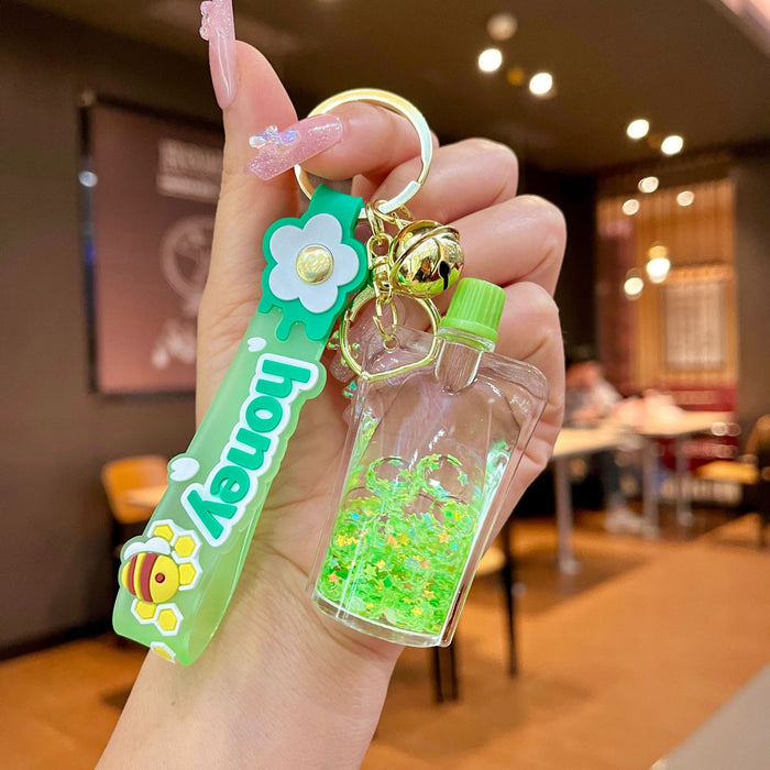 Wholesale Acrylic Bear Quicksand Bottle Cartoon Keychain JDC-KC-JinM003