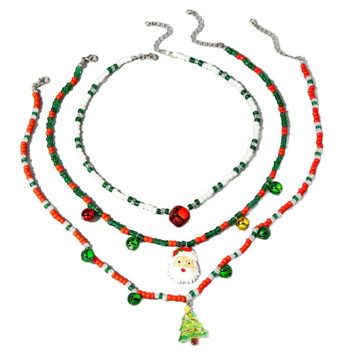 Wholesale Handmade Glass Bead Multi-Layer Christmas Necklace Fashion Accessory MOQ≥2